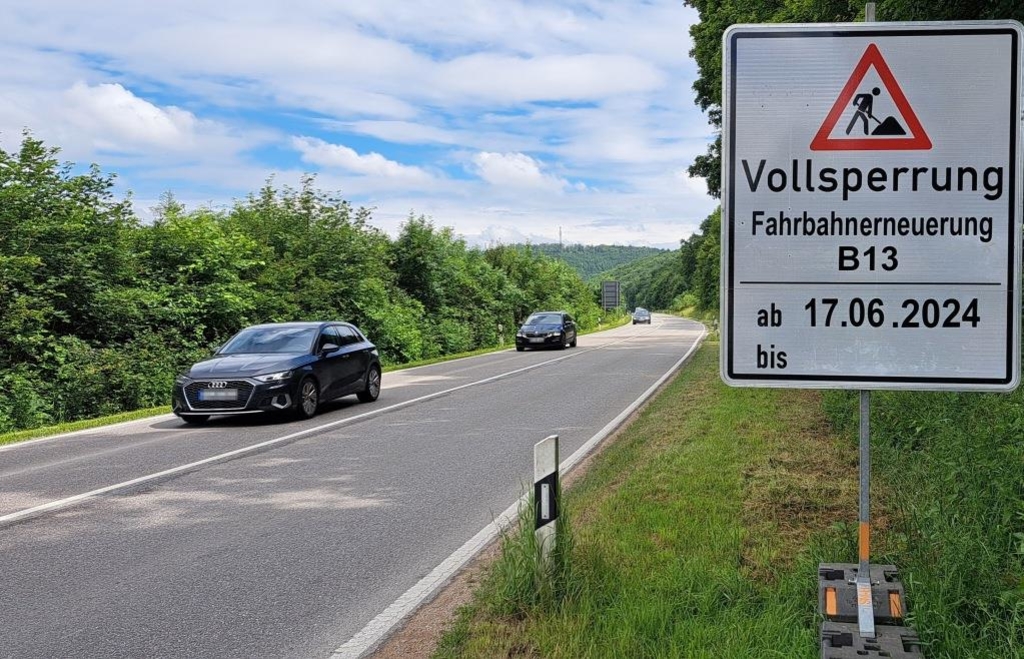 Vollsperrung der Bundesstraße 13 bei Eichstätt beginnt am Montag